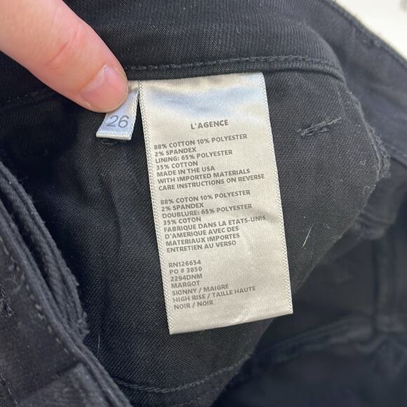 L’Agence Margot Cropped Skinny Jean Classic High Rise in Black Noir - Size 26 - Picture 10 of 13